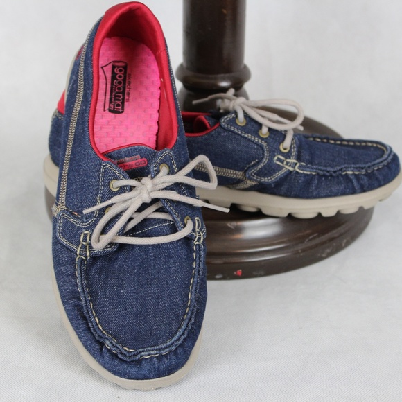 skechers denim boat shoes
